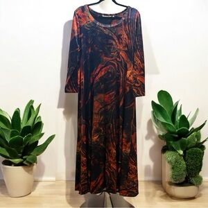 Soft Surroundings Swirl Pattern Long Sleeve Dress